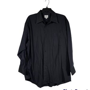 Men's Black Button Down Long Sleeve Collard Plaid Shirt  17.5 32/33